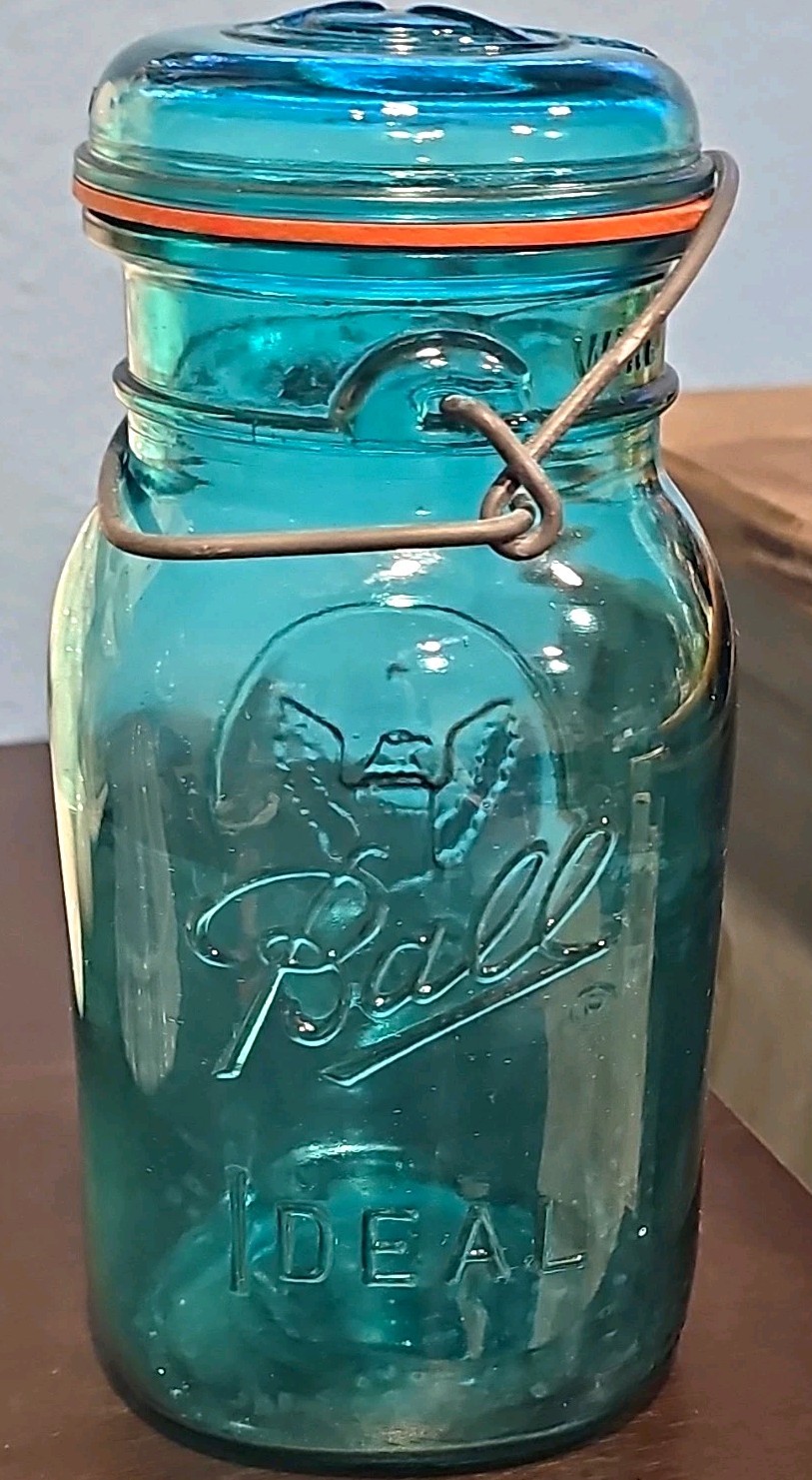 True Vintage Ball Ideal Mason Aqua Blue Bicentennial Eagle Jar True Vintage Ball Ideal Mason Aqua Blue Bicentennial Eagle Jar
