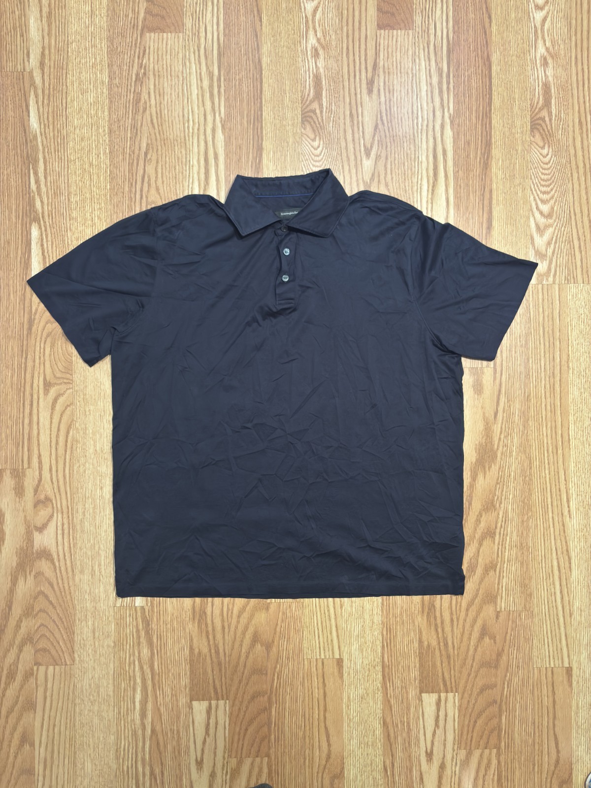 Ermenegildo Zegna Men\'s Navy Blue Short Sleeve Polo Shirt Size L