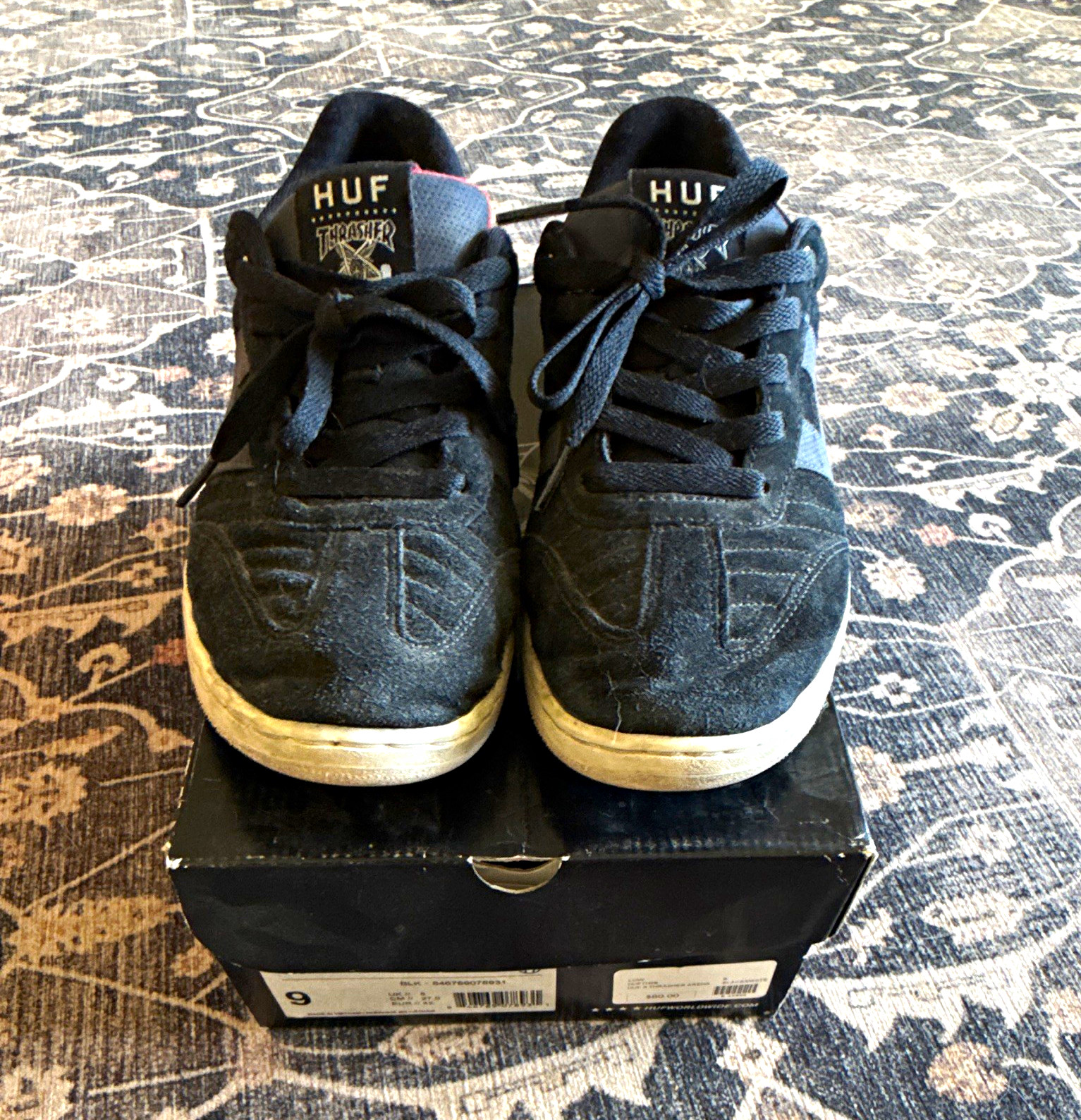 HUF x Thrasher Arena Black Skate Shoes Size 9 2013 Stoops Euro Tour OG Box Rare HUF x Thrasher Arena Black Skate Shoes Size 9 2013 Stoops Euro Tour OG Box Rare