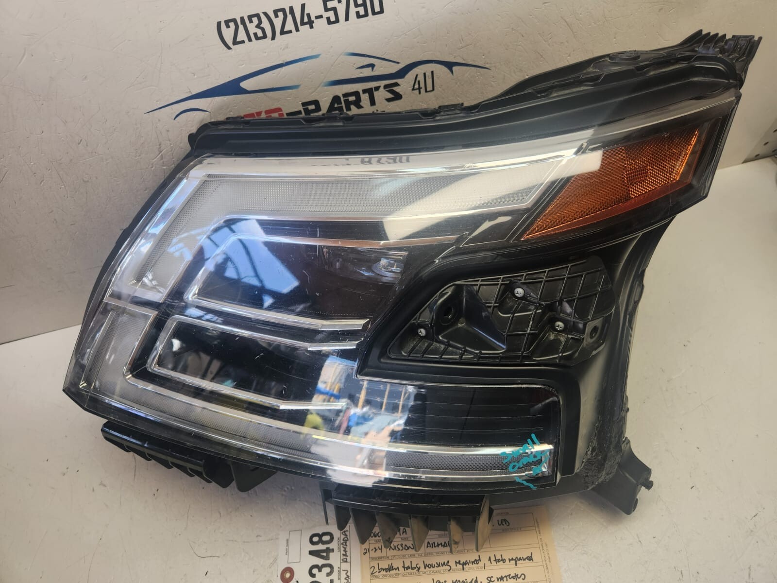 w/damages 2021 2023 2024 NISSAN ARMADA LEFT FULL LED HEADLIGHT OEM AX72348 w/damages 2021 2023 2024 NISSAN ARMADA LEFT FULL LED HEADLIGHT OEM AX72348