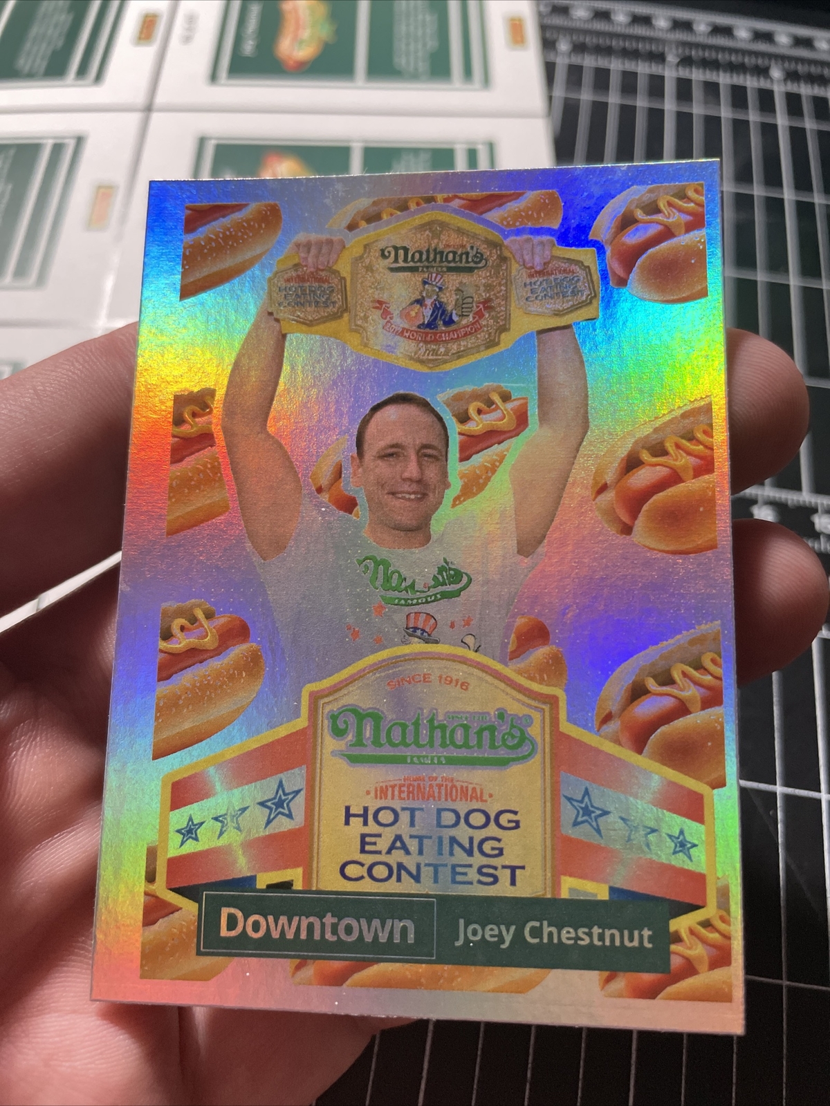 Joey Chestnut Hot Dog Eating Contest 2023 Custom REFRACTOR Joey Chestnut Hot Dog Eating Contest 2023 Custom REFRACTOR