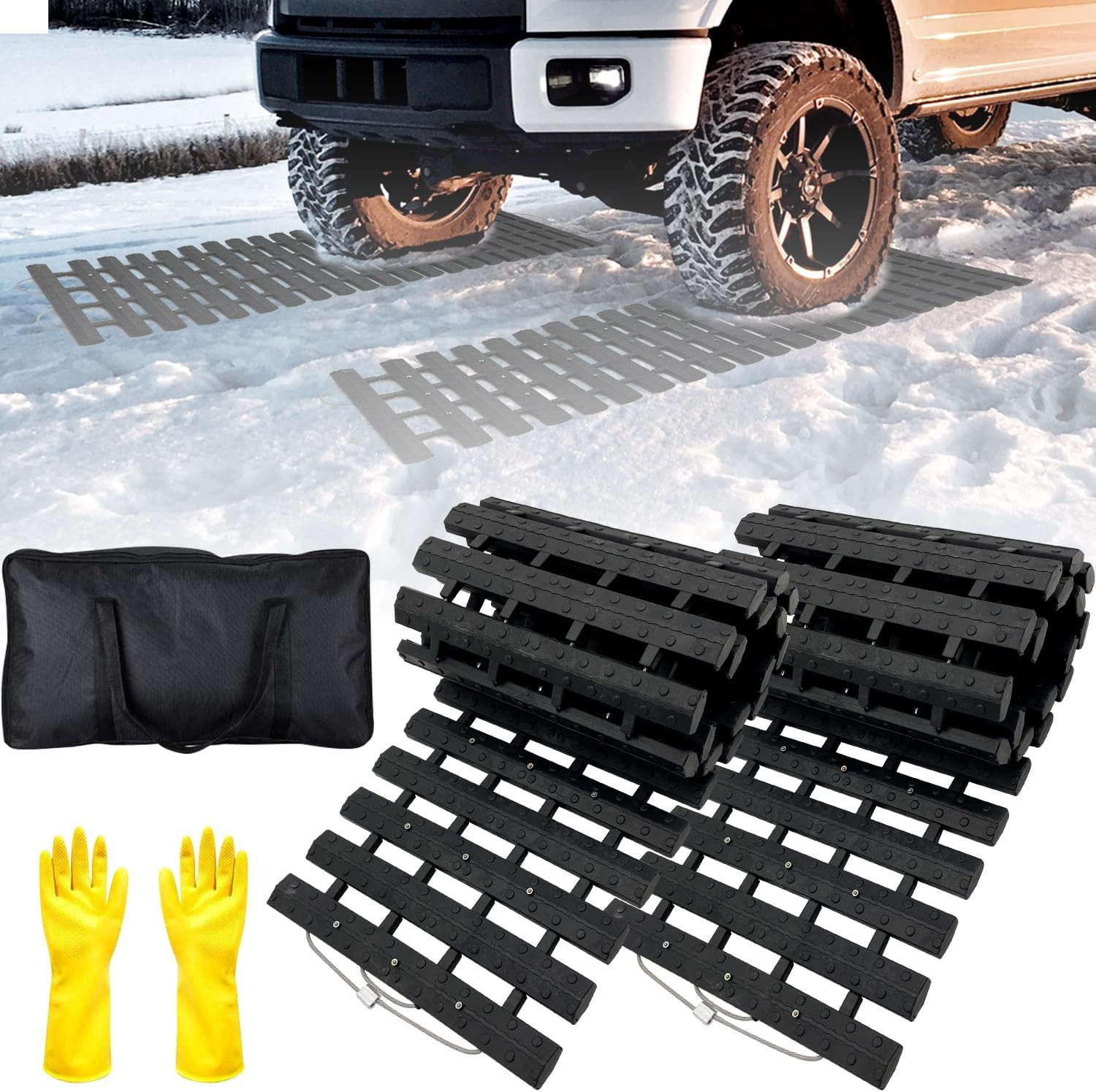Portable Vehicle Recovery Traction Mat Tracks for Car/Truck in Mud, Snow, Ice，Sa