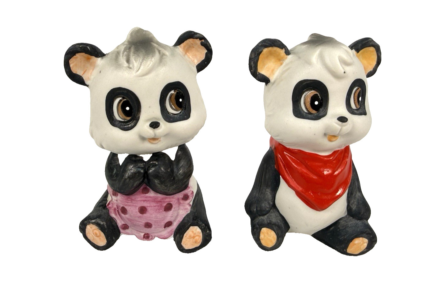 Panda Bear Salt and Pepper Shakers Ceramic Japan Kitsch Anthropomorphic VTG #132