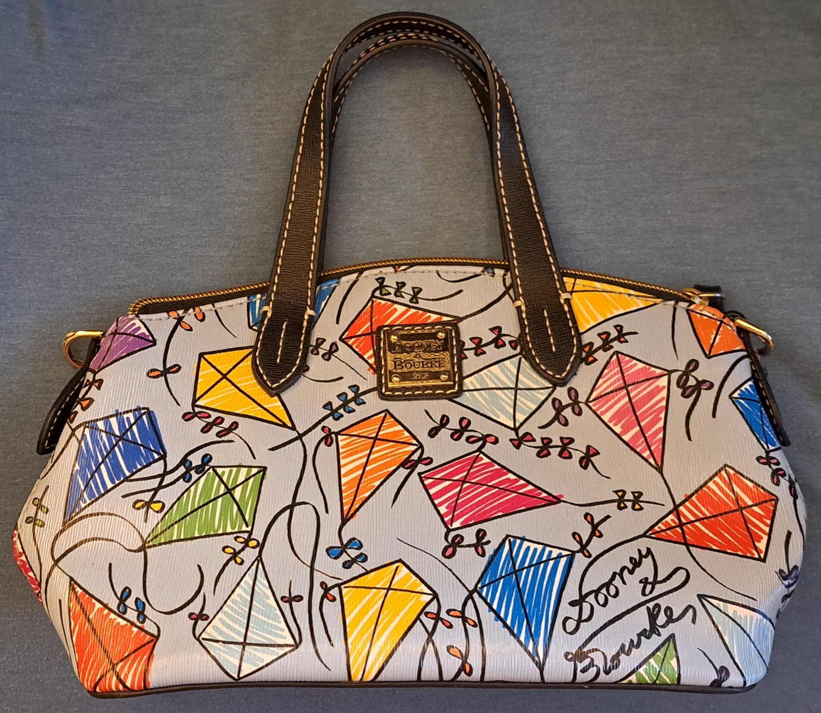 Dooney & Bourke Kite Print Satchel Handbag Multicolor Excellent Condition