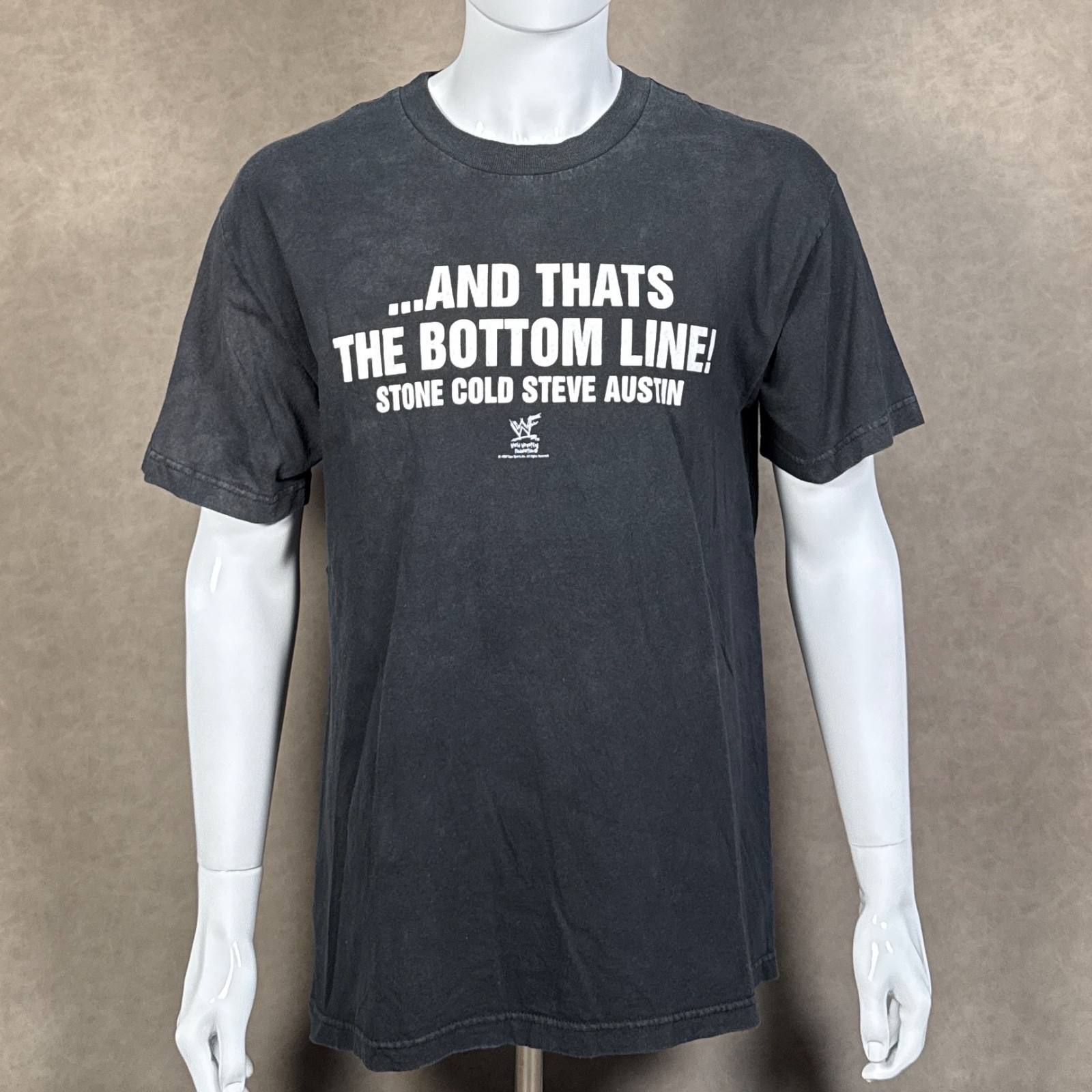 Vintage 1998 WWF Stone Cold Steve Austin Bottom Line T Shirt L Wrestling 90s