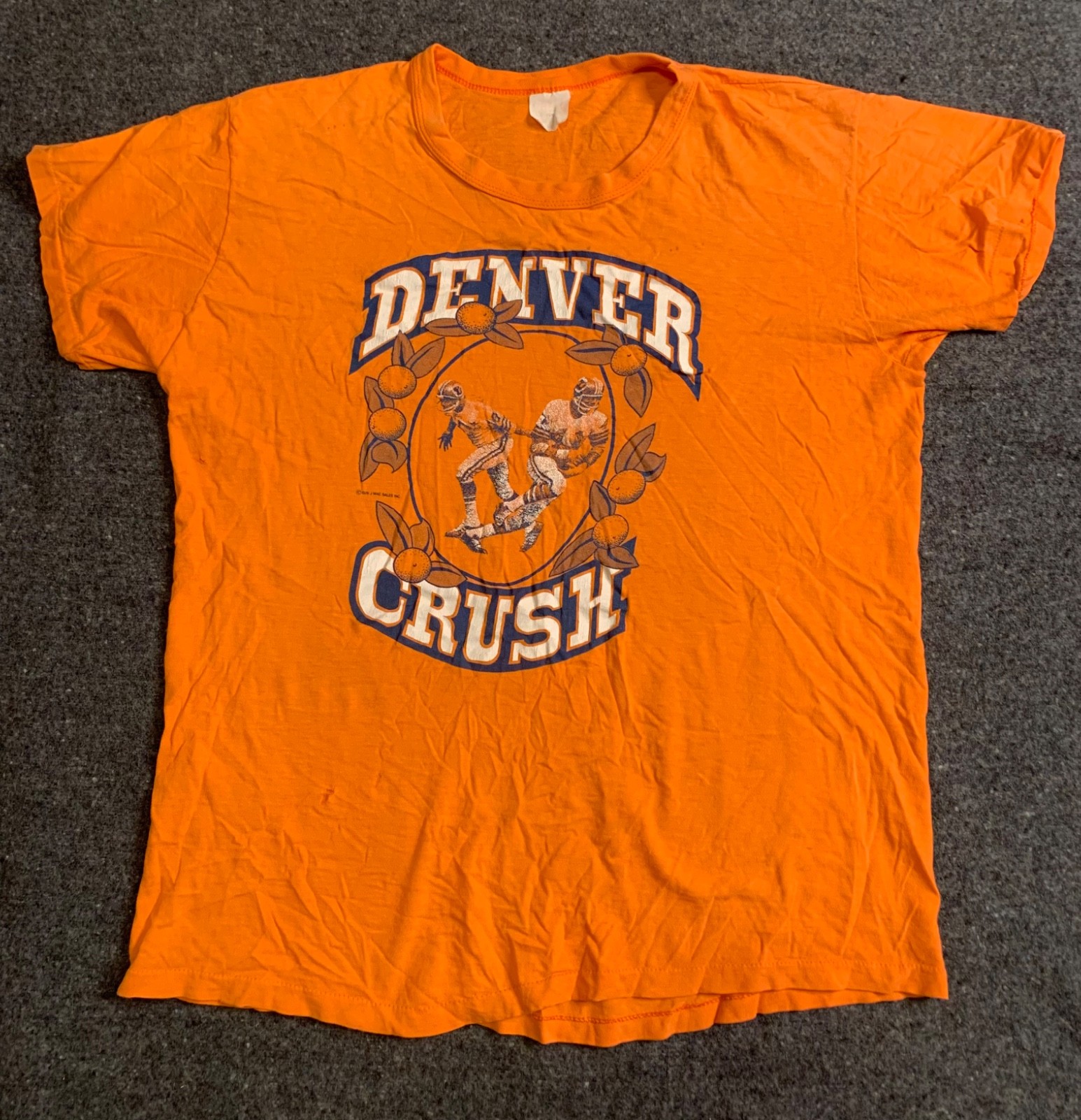 Vintage 70\'s Denver Broncos Orange Crush Paper Thin T Shirt Size M USA Vintage 70\'s Denver Broncos Orange Crush Paper Thin T Shirt Size M USA