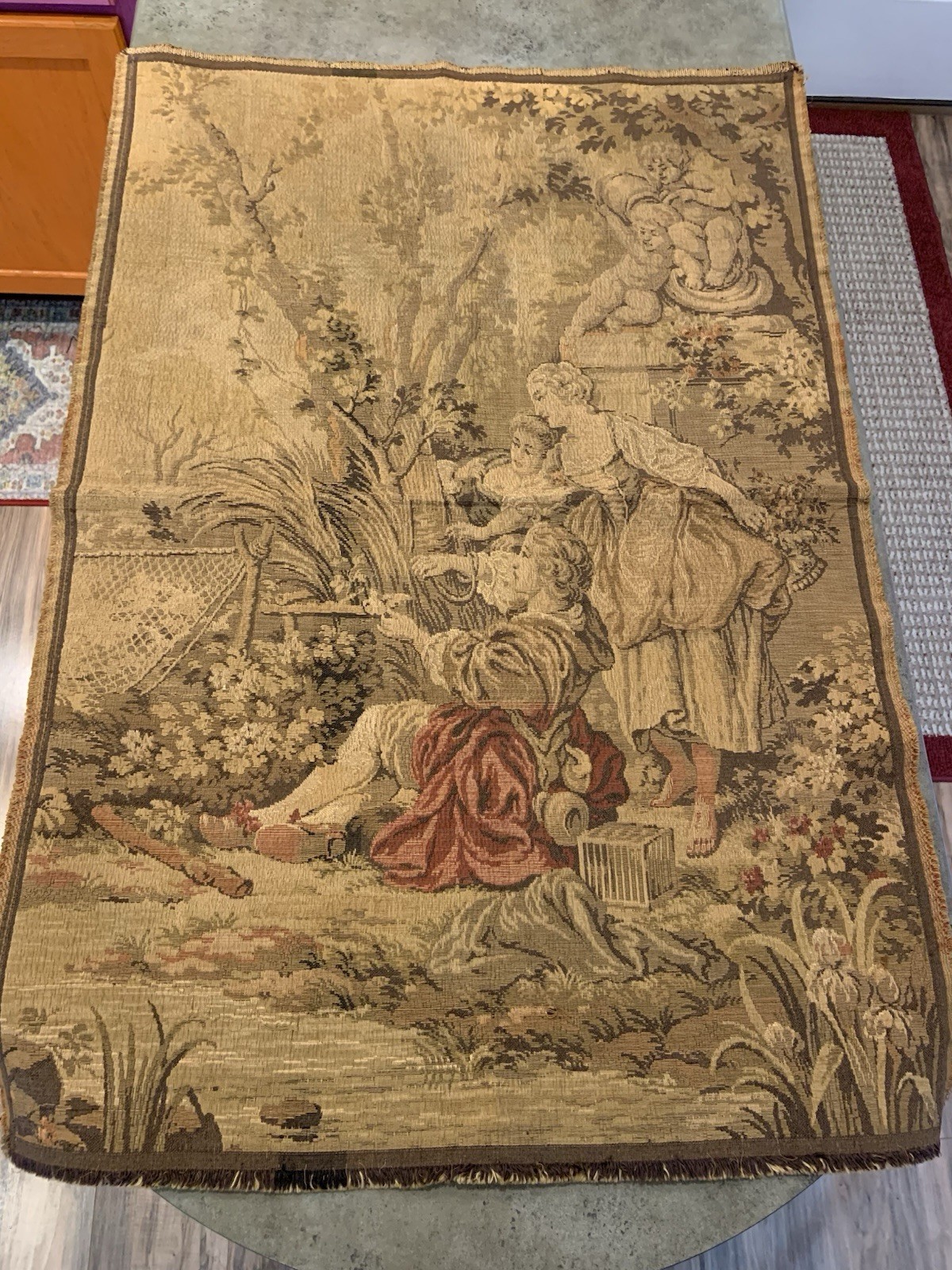 Vtg French/Belgium Tapestry Jacquard 39”x27” Beautiful See All Pics Vtg French/Belgium Tapestry Jacquard 39”x27” Beautiful See All Pics