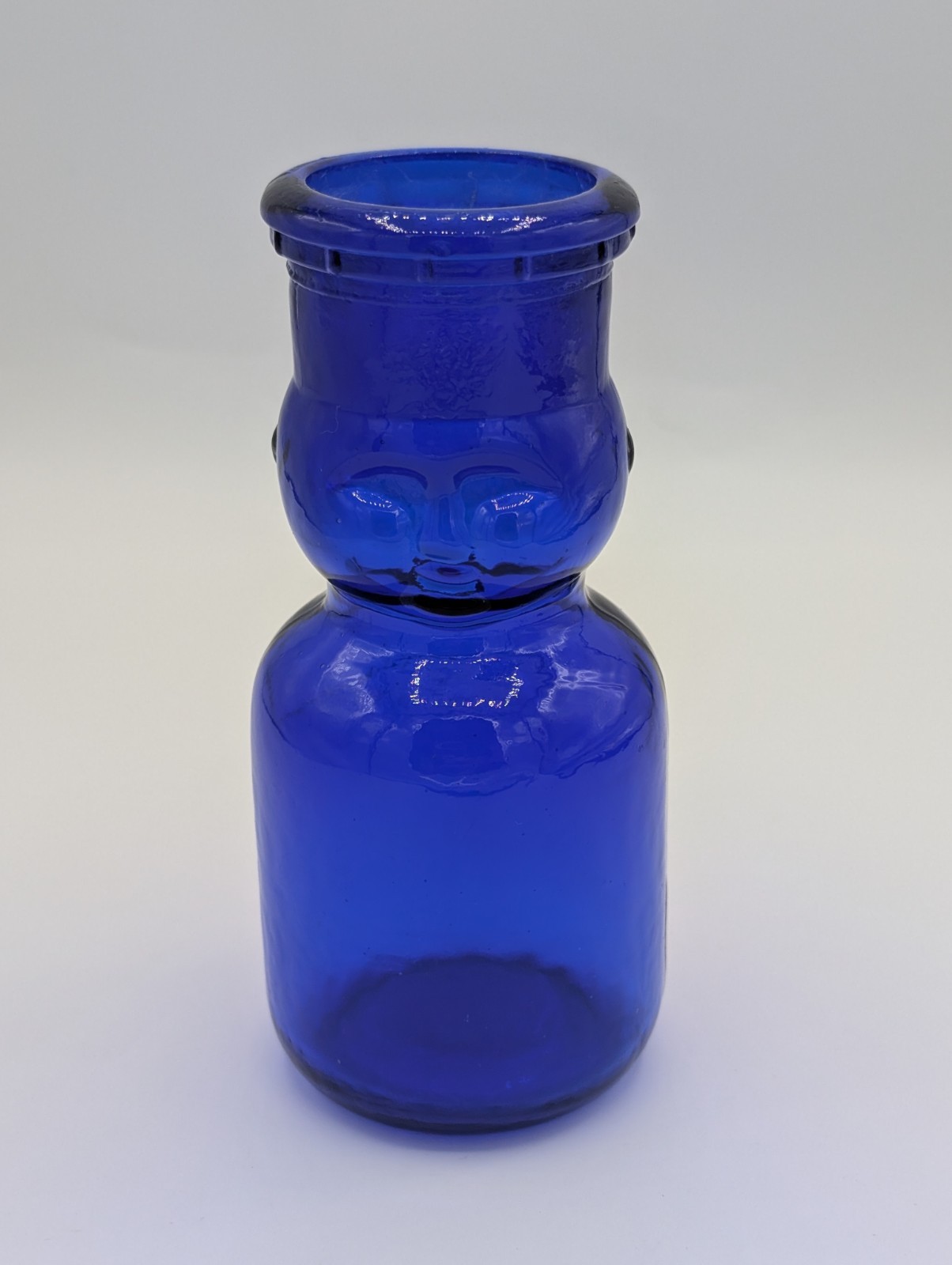 Vintage Cobalt Blue Glass Baby Face Milk Bottle Reproduction Embossed Face Vintage Cobalt Blue Glass Baby Face Milk Bottle Reproduction Embossed Face