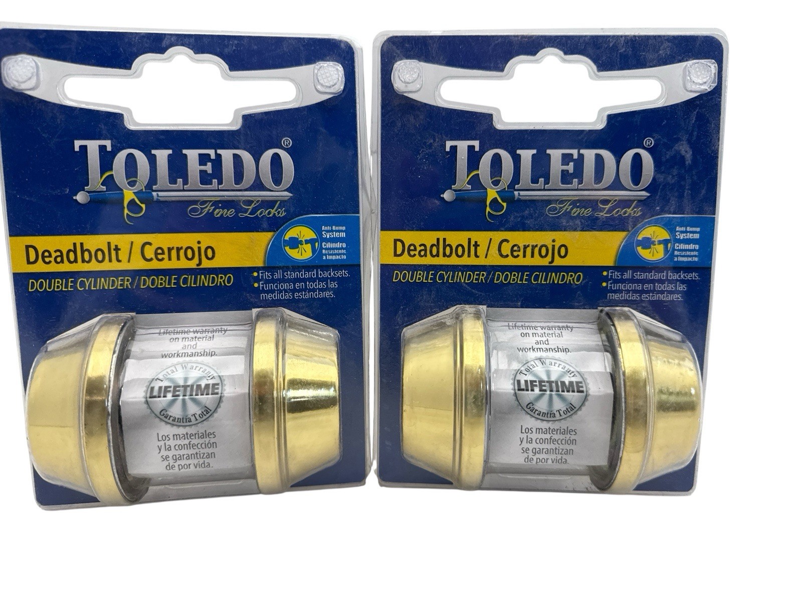 Toledo Double Cylinder Deadbolt in Polished Brass CV1801-US3 New Lot of 2