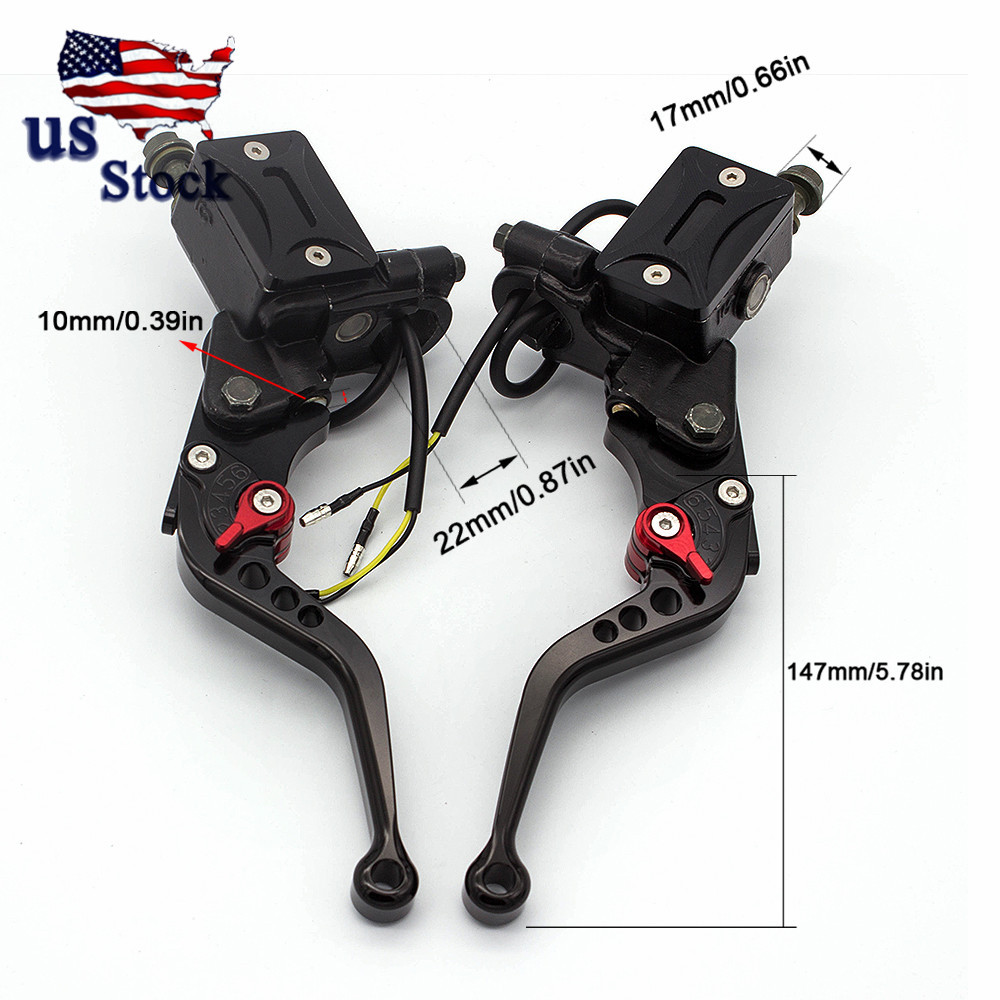 CNC Motorcycle 7/8'' 22MM Black Clutch Brake Levers Master Cylinder Reservoir