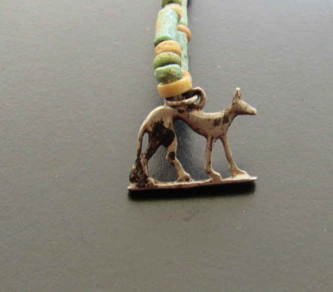 NILE Ancient Egyptian Silver Amulet Mummy Bead Necklace ca 1000 BC NILE Ancient Egyptian Silver Amulet Mummy Bead Necklace ca 1000 BC