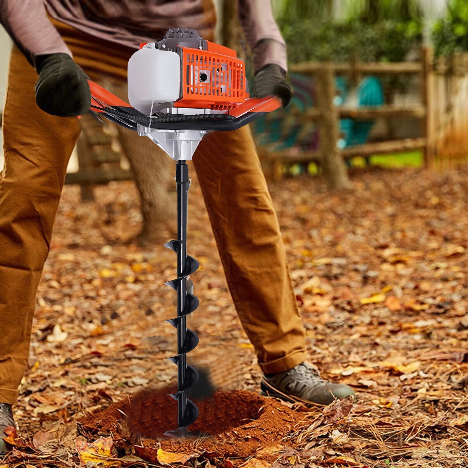 71CC 2 Stroke Post Hole Digger Gas Power Earth Auger Fence Drill w/4\