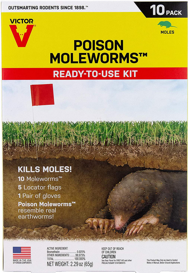Victor Poison Moleworms Ready-to-Use Kit - Kills Moles, 10 Count, M6009
