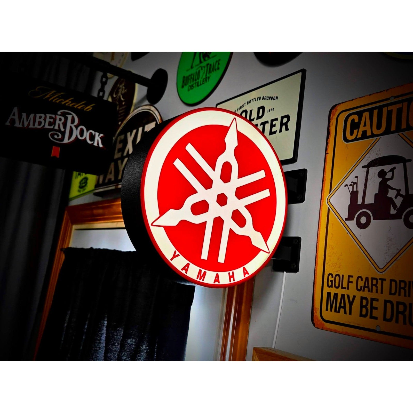 VINTAGE YAMAHA 9 Inch Light Box LED Sign 3D Printed Wall Decor Man Cave Garage