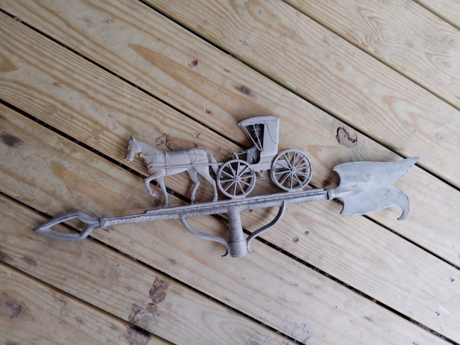 VINTAGE CAST Aluminum HORSE & BUGGY CARRIAGE Weathervane 30\ VINTAGE CAST Aluminum HORSE & BUGGY CARRIAGE Weathervane 30\
