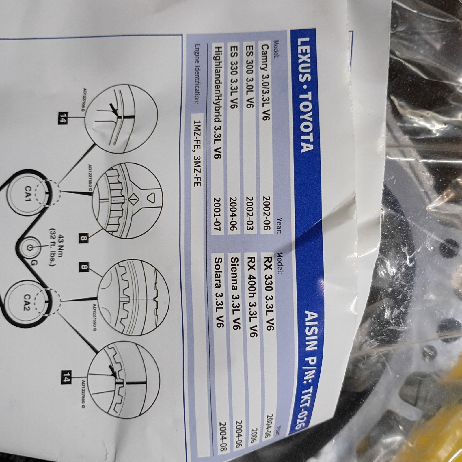 AISIN TKT-026 Engine Timing Belt Kit with Water Pump