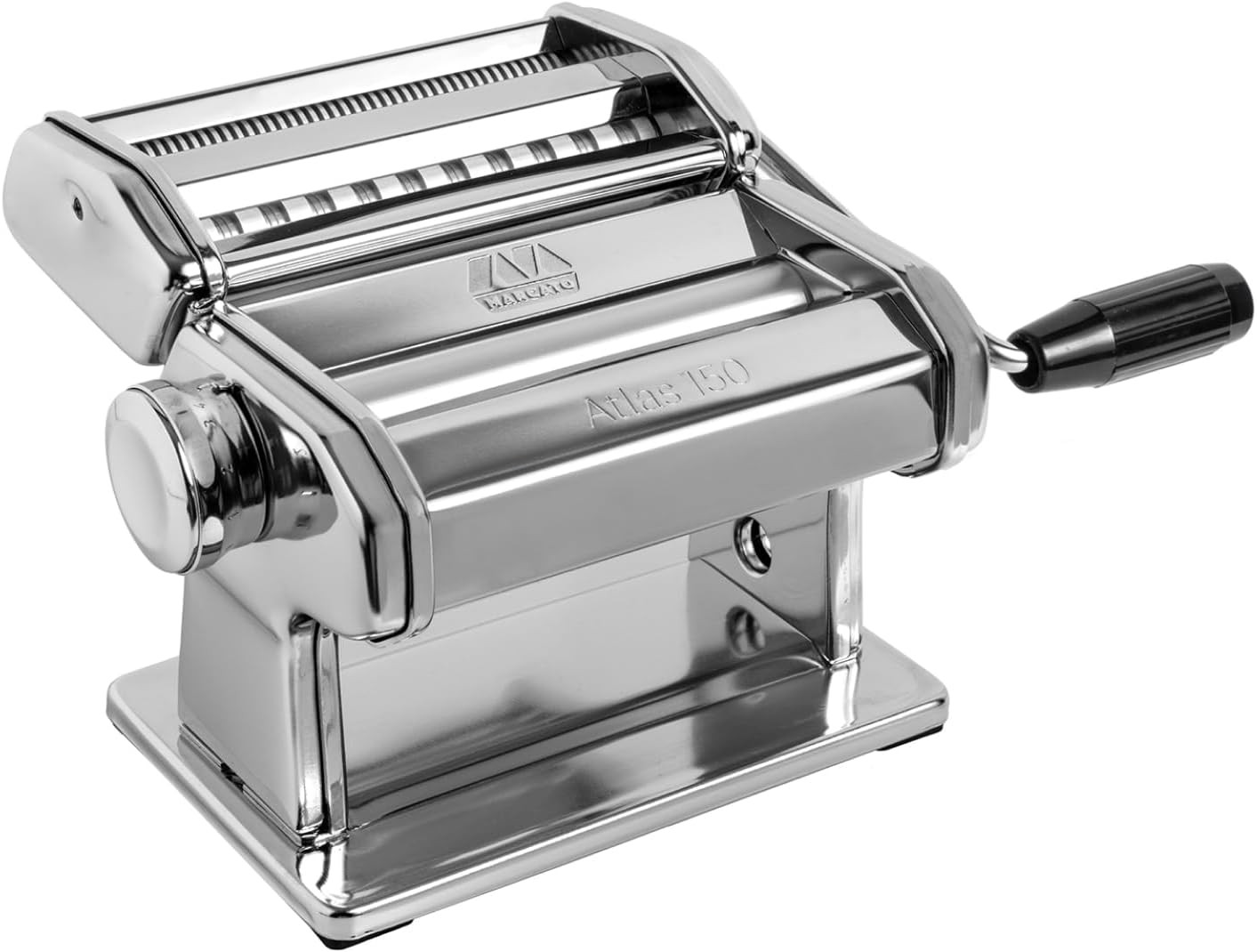 Italian 150 Classic Manual Pasta Maker - Chrome Steel for Lasagna & Fettuccine