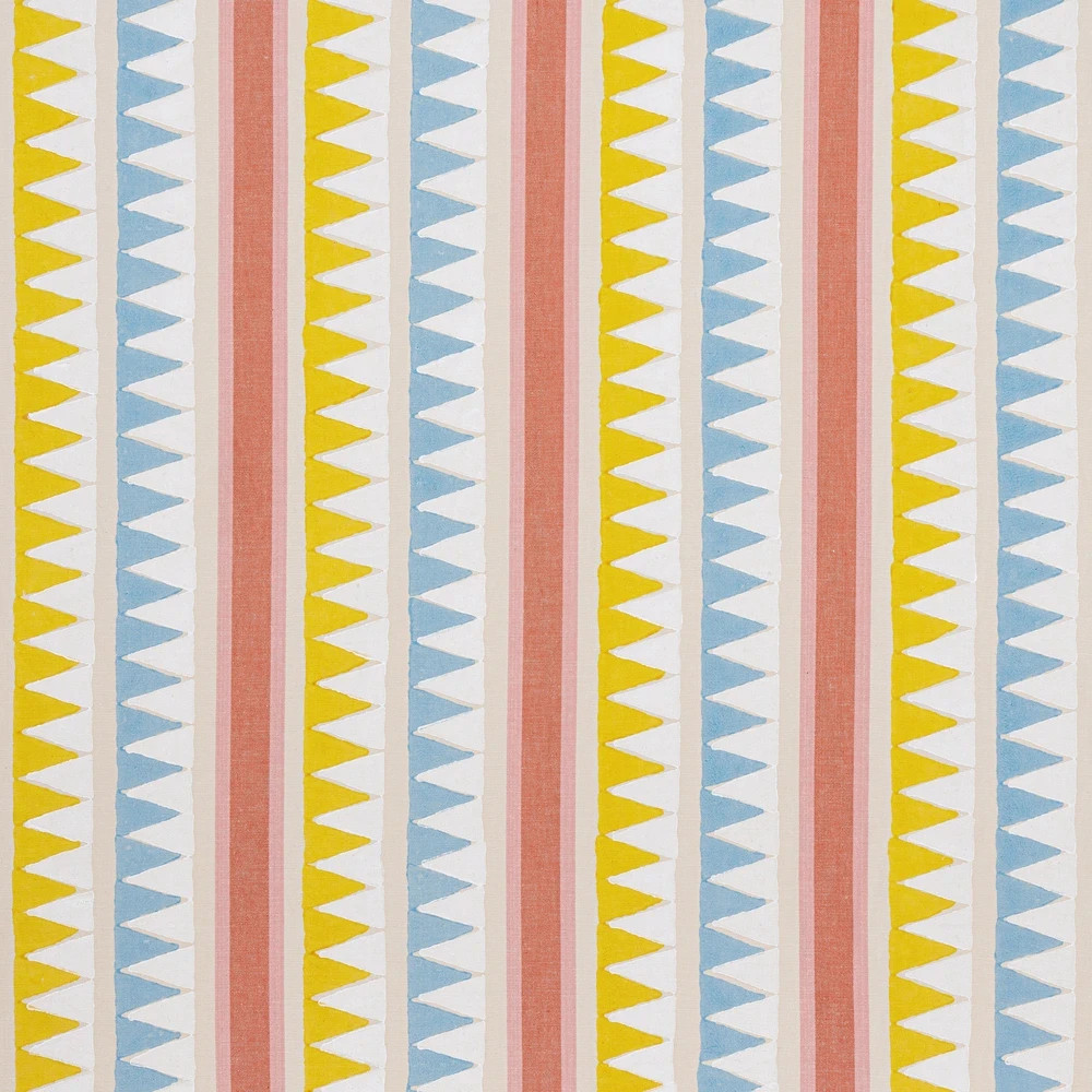 Thibaut Handprinted Stripe Fabric- Lomita Stripe / Coral Yellow 4.25 yds F916234