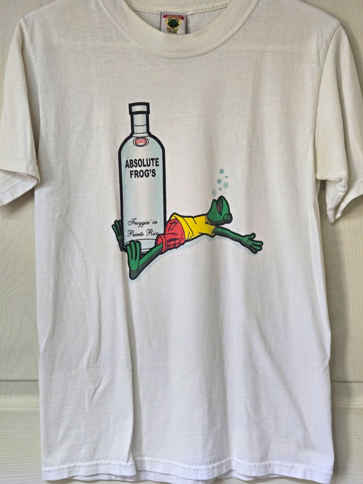 Vtg Senor Frog\'s Rags White Double-Sided Logo Graphic T-Shirt Mens S Puerto Rico