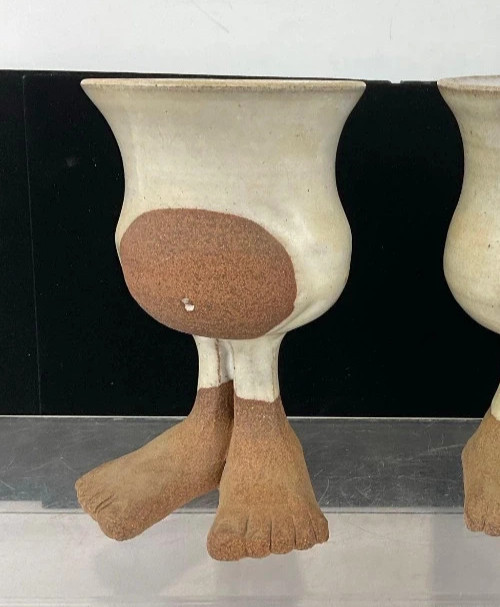 Vintage Hiroshi Ogawa Studio Whimsical Pottery Goblet