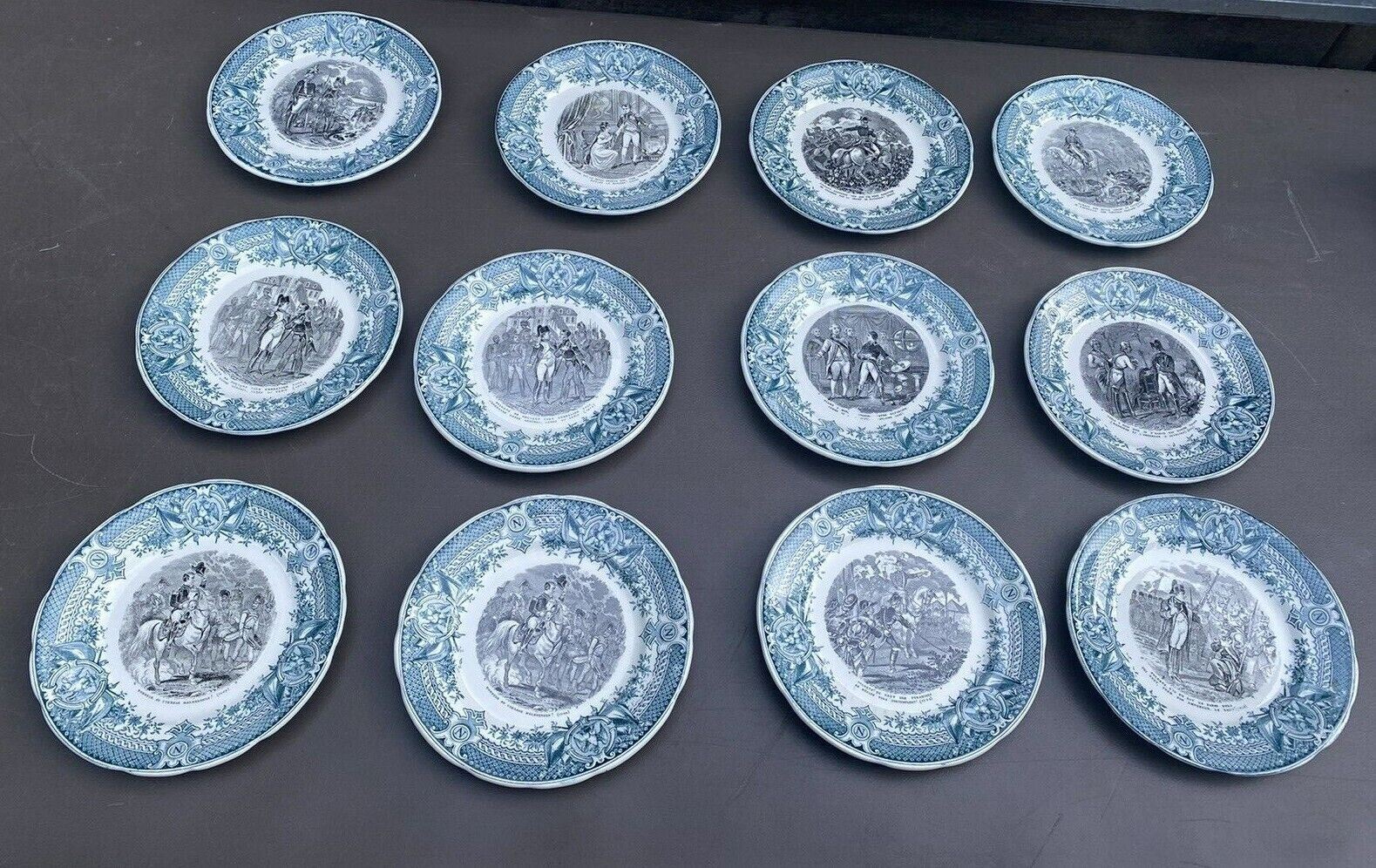 12 ANTIQUE VICTORIAN PORCELAIN NAPOLEON BATTLEFIELD 7.5\