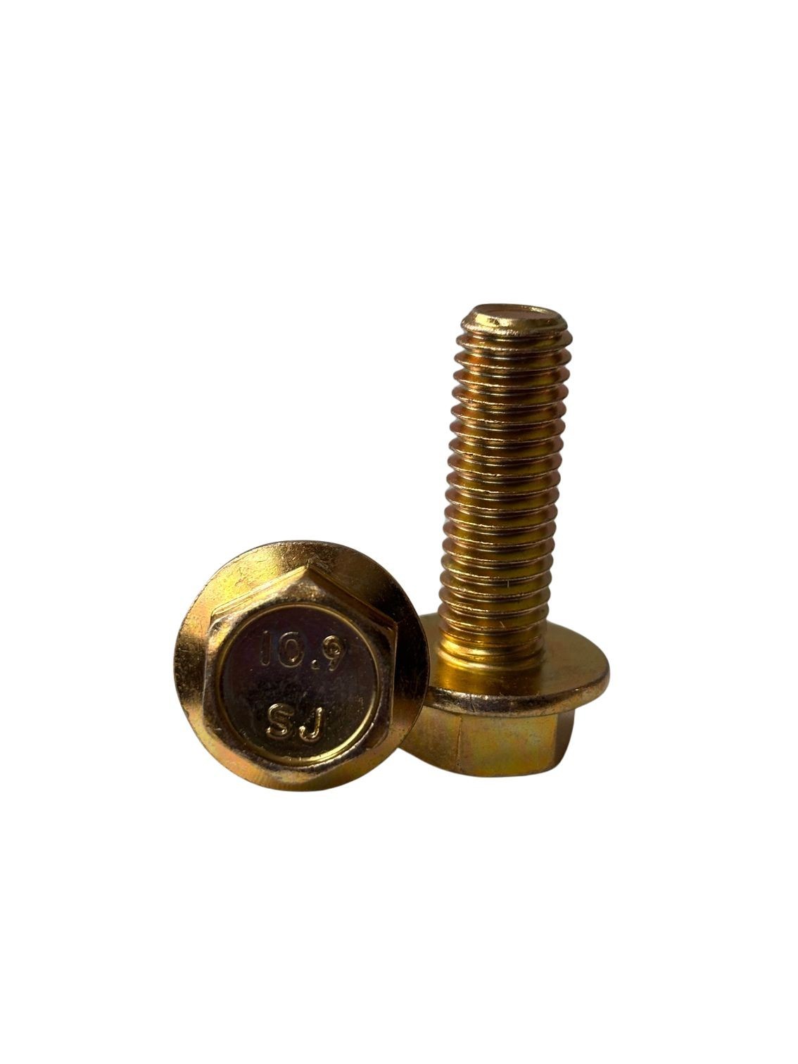50 pcs M10-1.5x30 Hex Flange Frame Bolt Class 10.9 DIN 6921 Zinc Yellow 50 pcs M10-1.5x30 Hex Flange Frame Bolt Class 10.9 DIN 6921 Zinc Yellow
