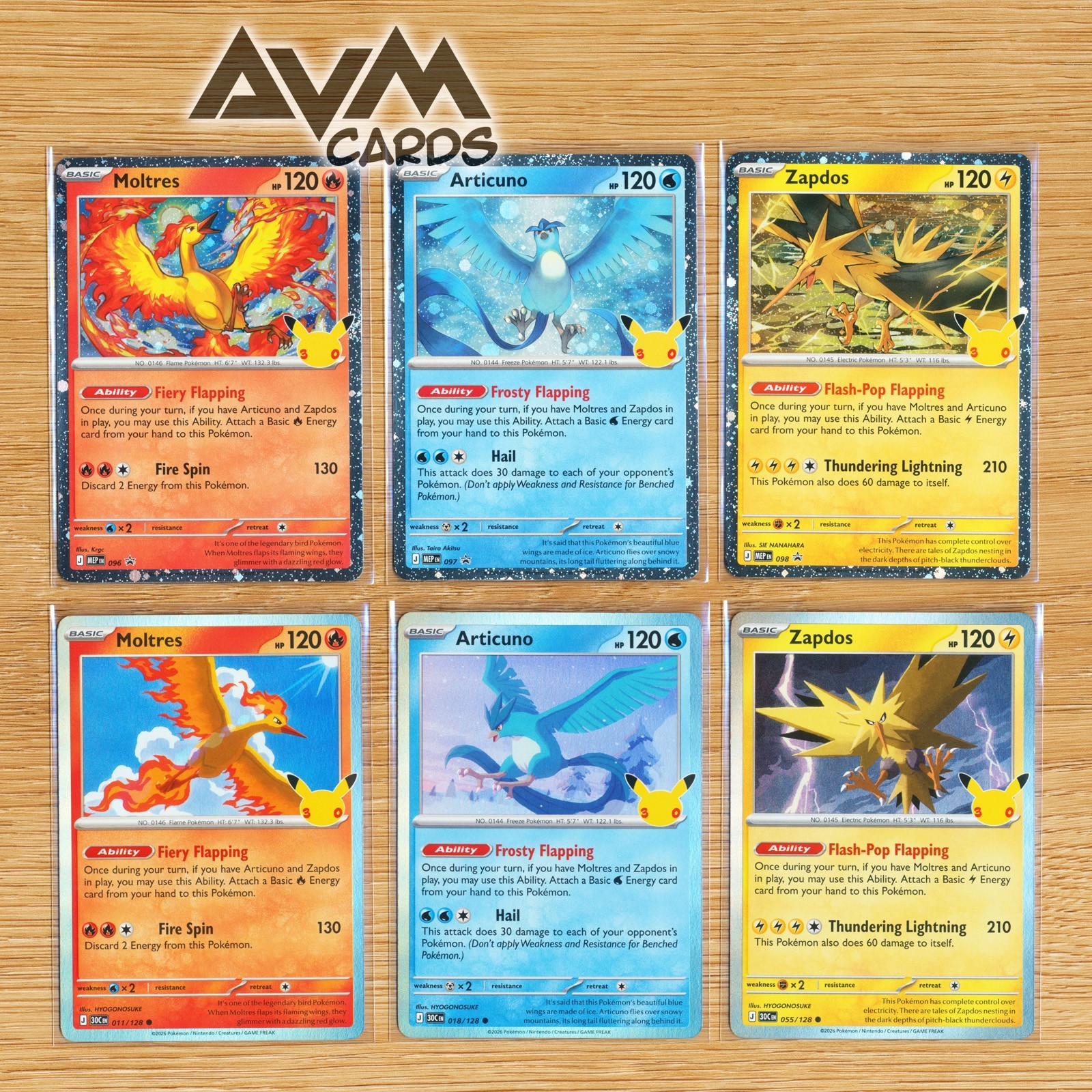 Pokemon 30th Celebrations - Legendary Birds Promo Set Moltres Articuno Zapdos