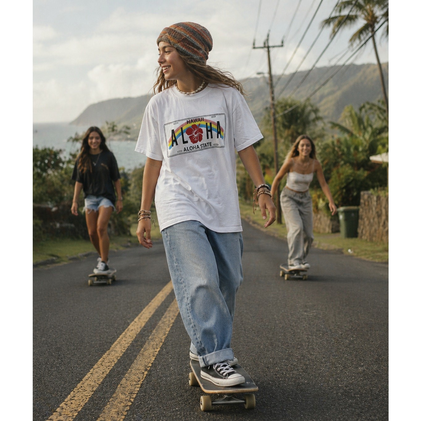 Hawaii The Aloha State White T-Shirt License Plate Graphic Tee sz Medium Skater Hawaii The Aloha State White T-Shirt License Plate Graphic Tee sz Medium Skater