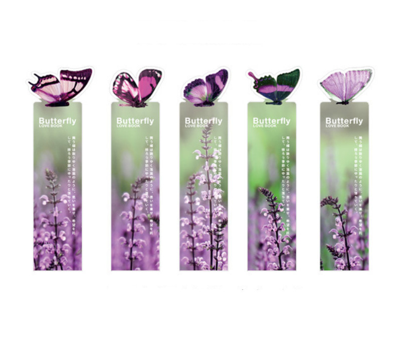 Set of 5 - Butterfly 3D Flowers Bookmarks Reading Readers Gift For Book Lovers