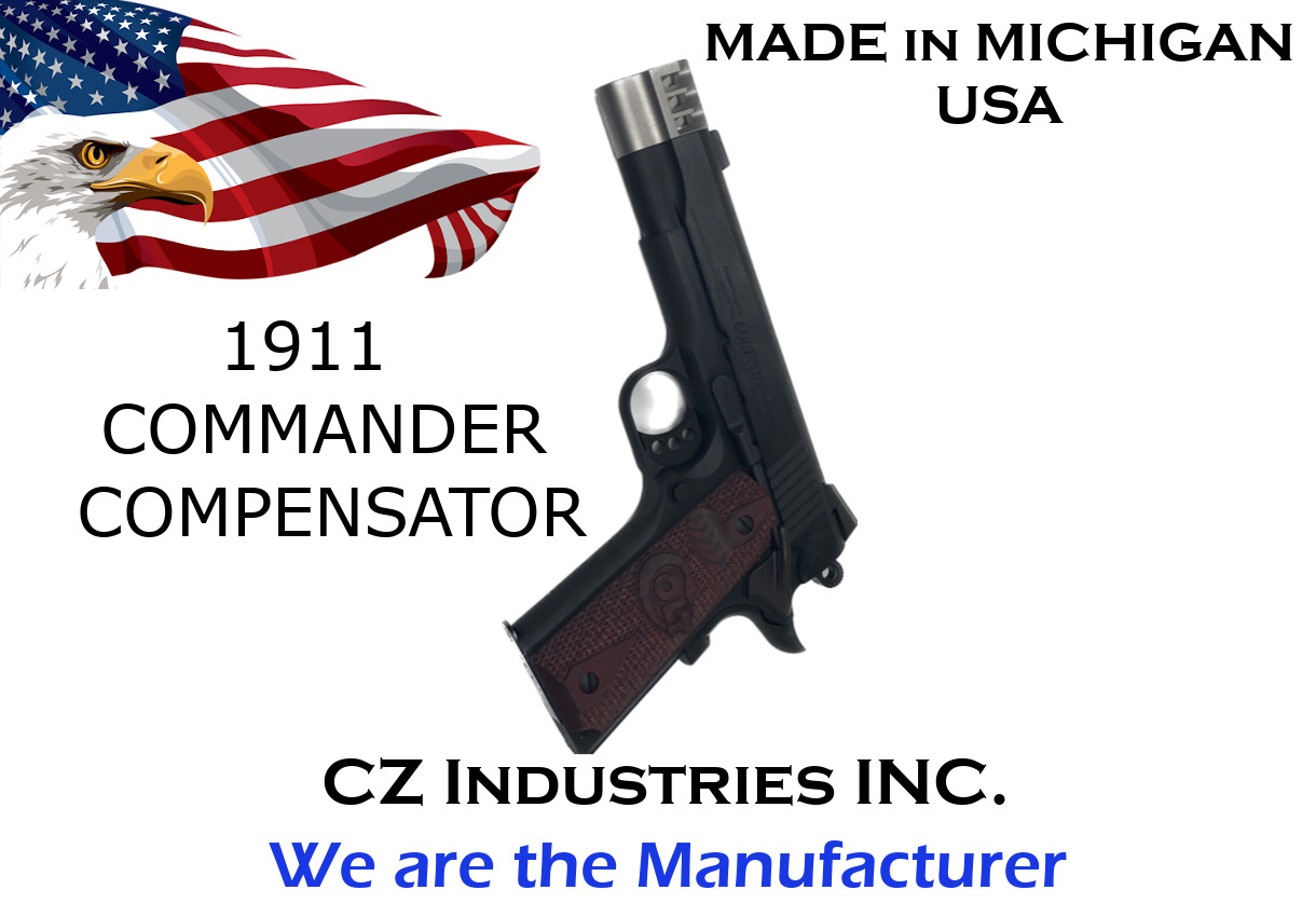 1911 Stainless Commander Compensator Brake - Muzzle Brake - w/ SIDE SLOTS 45acp