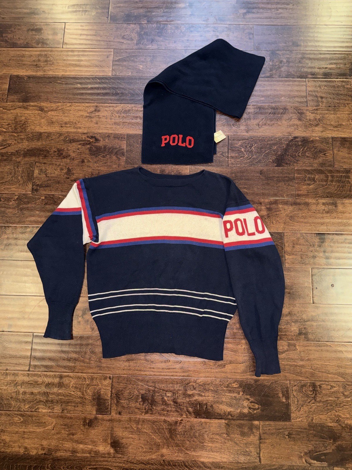 VINTAGE RALPH LAUREN COMBO POLO SPORT 1992 STADIUM SPELLOUT SKI BEAR P WING SZ L