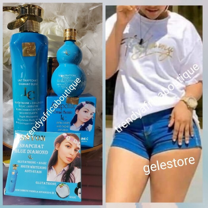 4pc. Lait snapchat Diamant blue Body lotion, serum, soap & Face Cream Set.👌