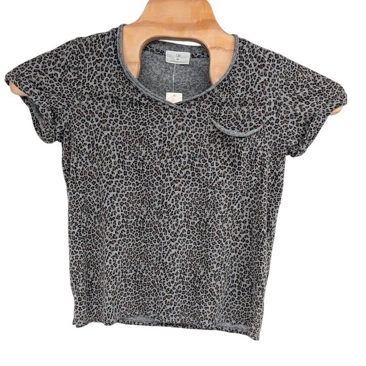 Anthropologie T. La Gray Animal Print Short Sleeve Classic V-neck Top sz. XS NWT Anthropologie T. La Gray Animal Print Short Sleeve Classic V-neck Top sz. XS NWT