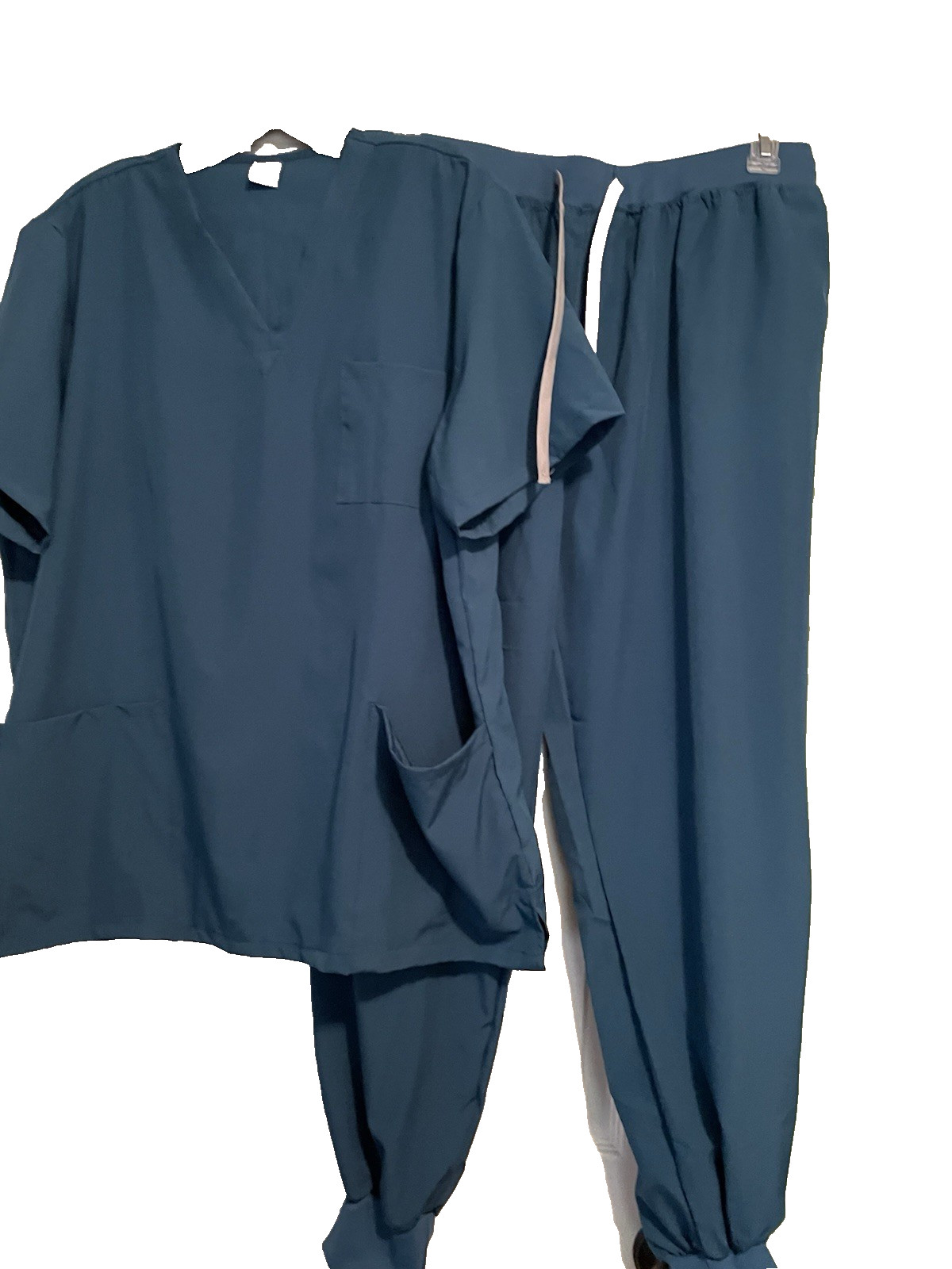 Niaahinn Medical Nurse Uniform Women Men Scrub Set V-Neck Top Jogger Pant