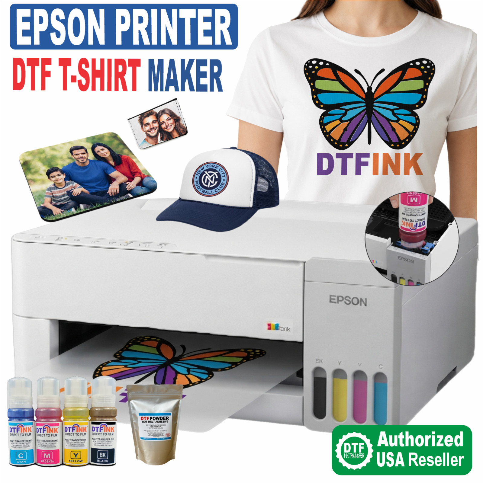 Epson Printer with DTF ink Heat Transfer Print Cotton T-Shirt Transfer Kit