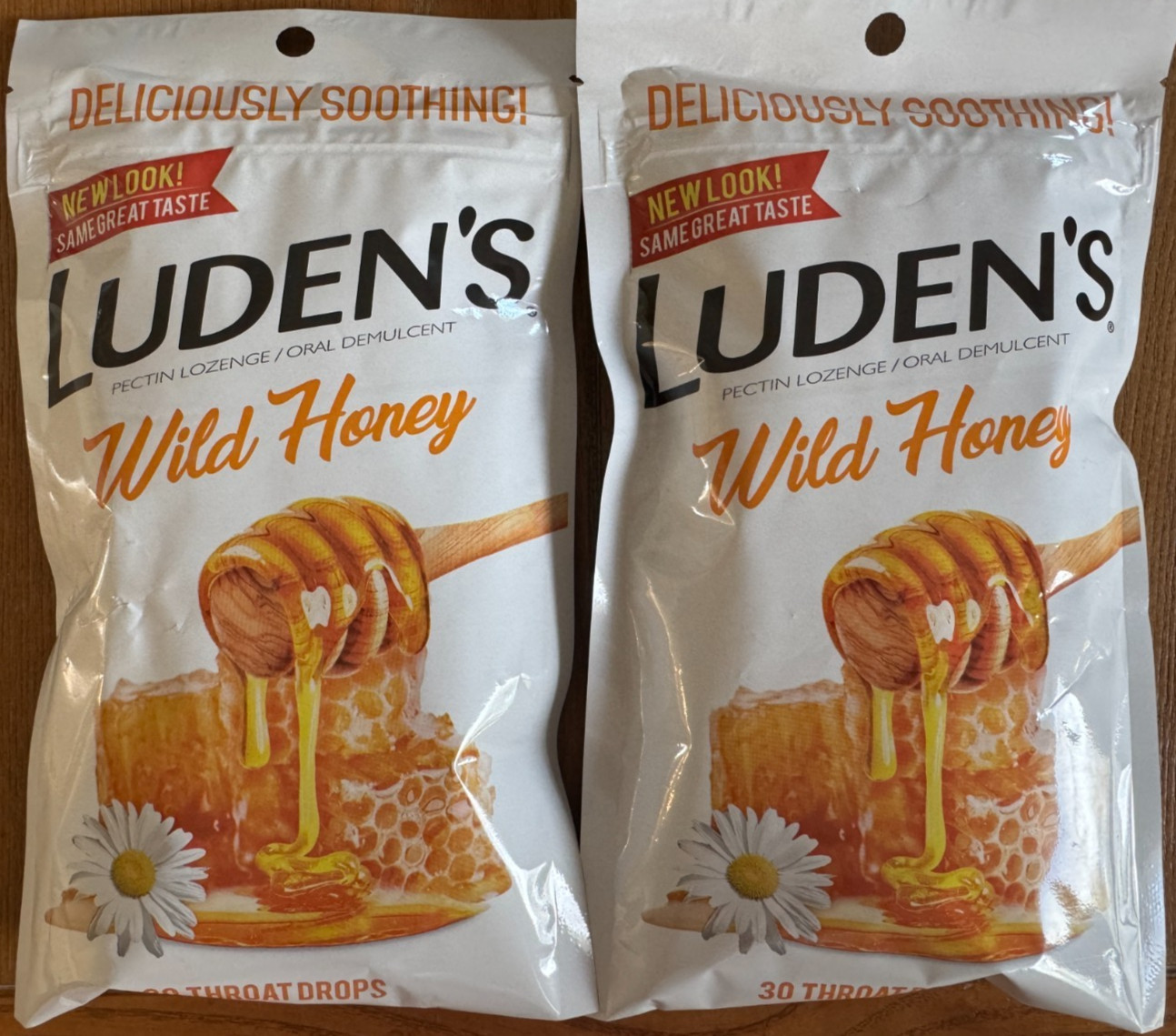 2 BAGS Ludens Luden\'s Wild Honey 30 Count EACH 60 PIECES TOTAL NEW SEALED