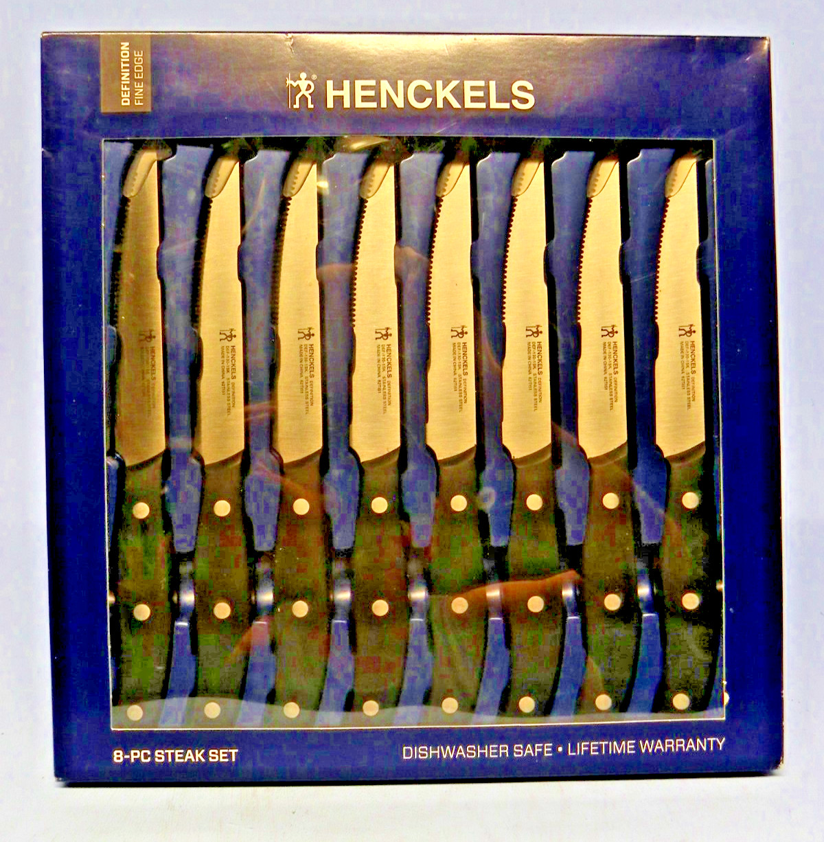 Henckels Definition 4.5in Blade Stainless Steel Steak Knife Set of 8 NEW Henckels Definition 4.5in Blade Stainless Steel Steak Knife Set of 8 NEW