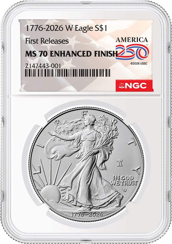1776 - 2026 W Enhanced Uncirculated Silver Eagle MS70 First Releases 1776 - 2026 W Enhanced Uncirculated Silver Eagle MS70 First Releases