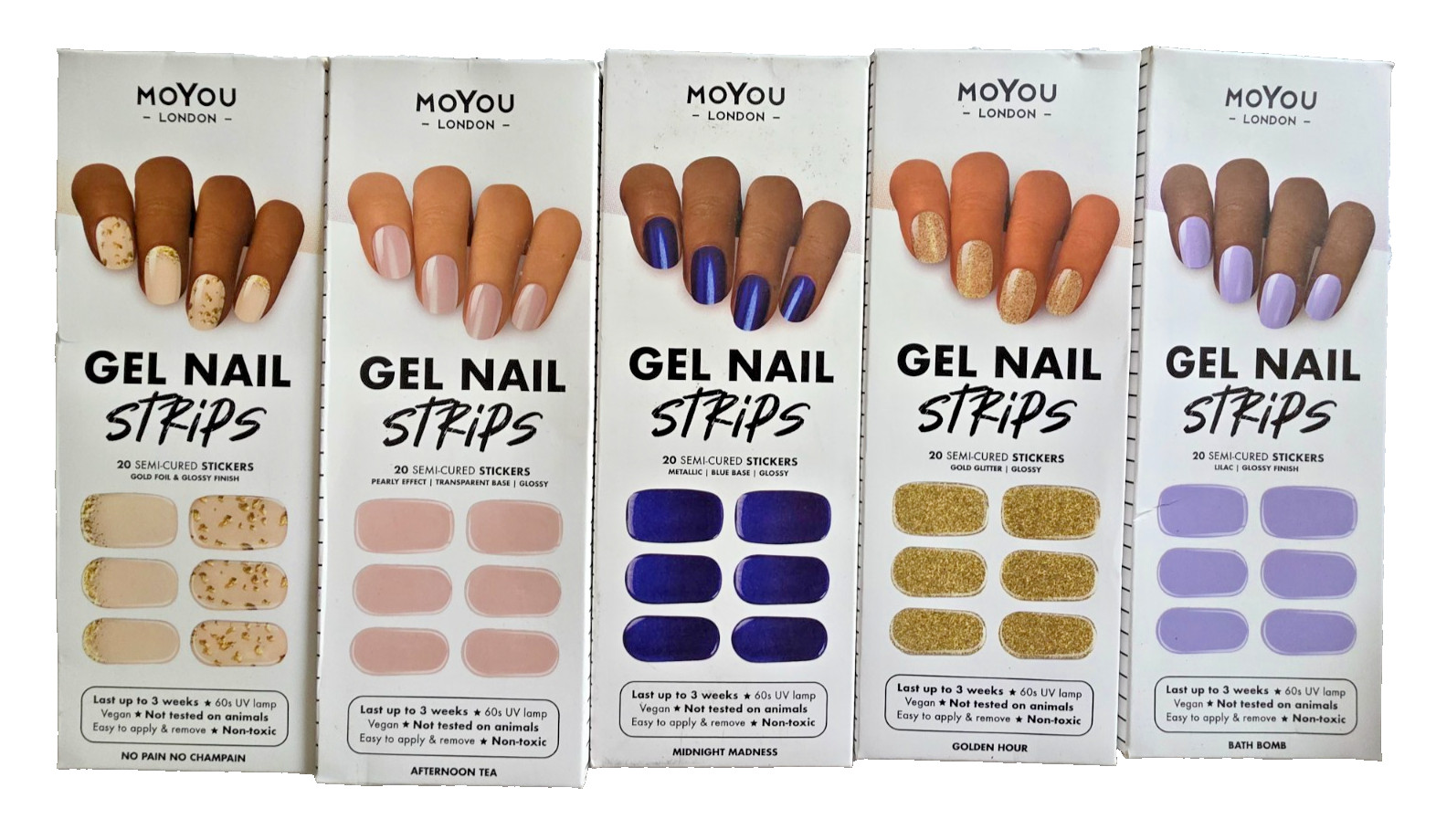 MOYOU LONDON Semi Cured Gel Nail Strips 100 Pcs Spring Nail Wraps for Salon