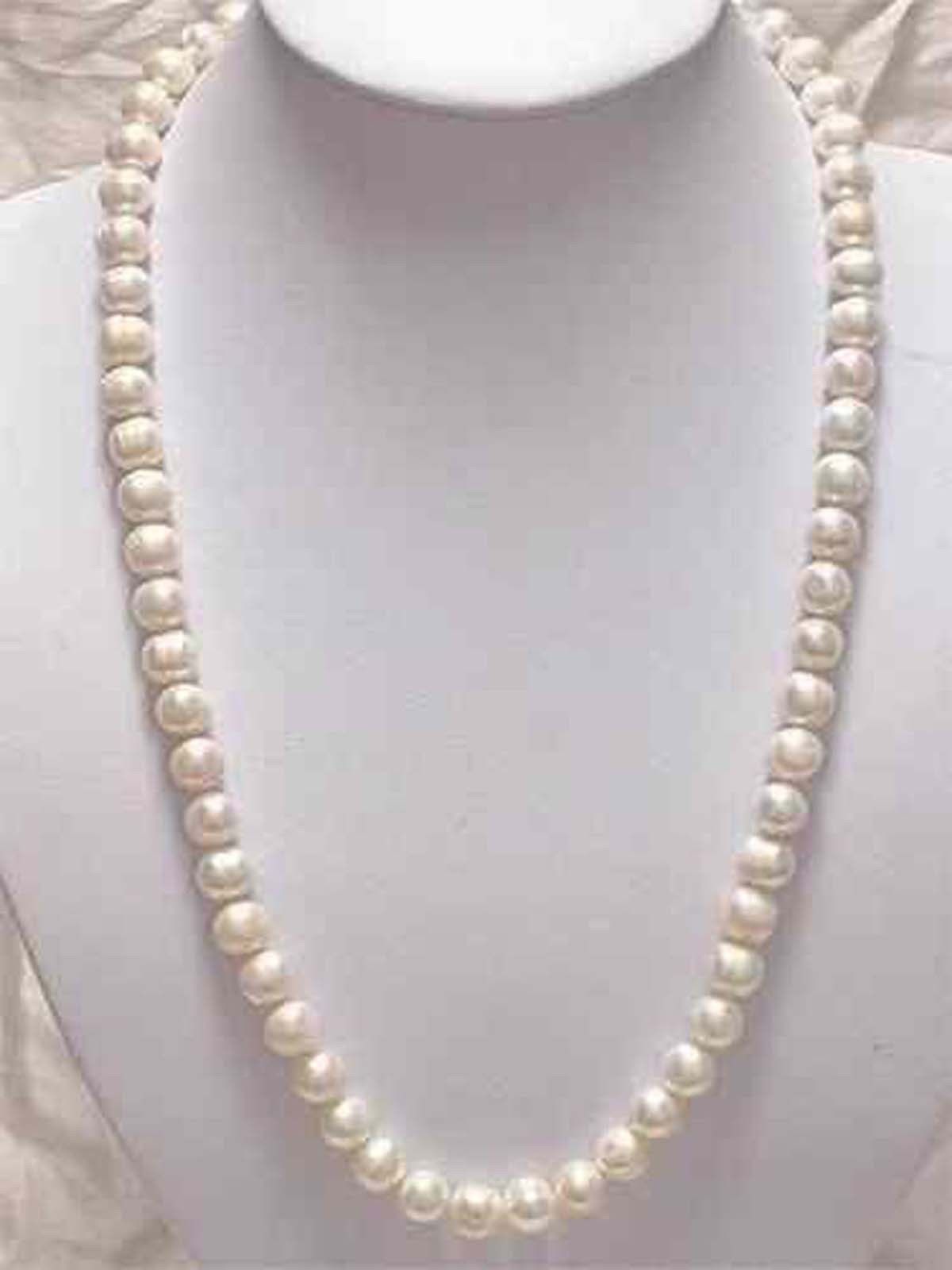 Long 25\'\' Beautiful 7-8mm White Freshwater Cultured Pearl Necklace