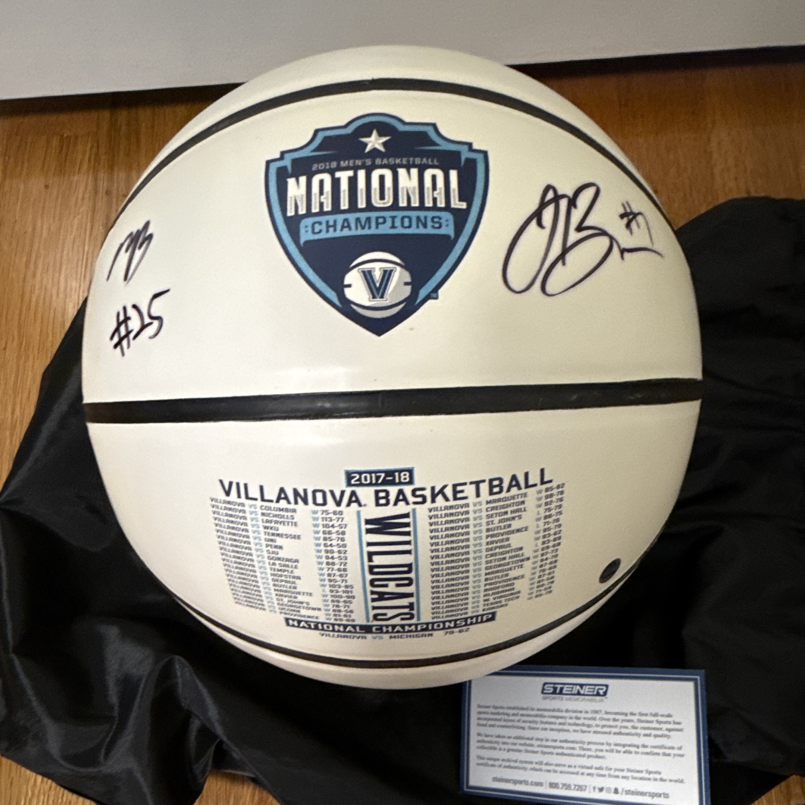 Villanova Wildcats 2018 National Champions Signed Ball Bridges/Brunson Steiner