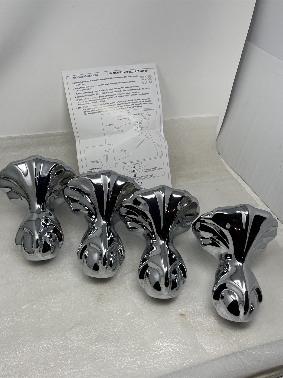 Giagni Ball And Claw Clawfoot Bathtub Tub Feet, Polished Chrome