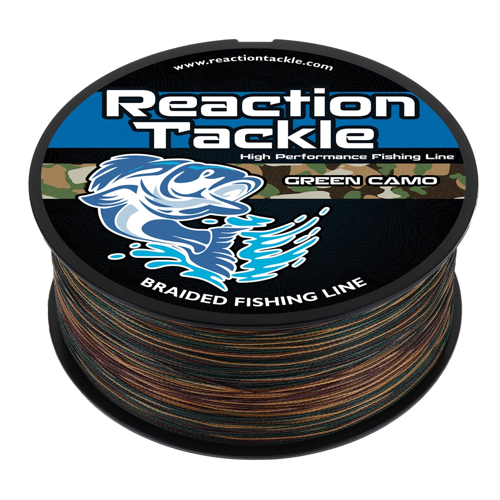Reaction Tackle Braided Fishing Line Green Camo 4 and 8 Strand PE Braid