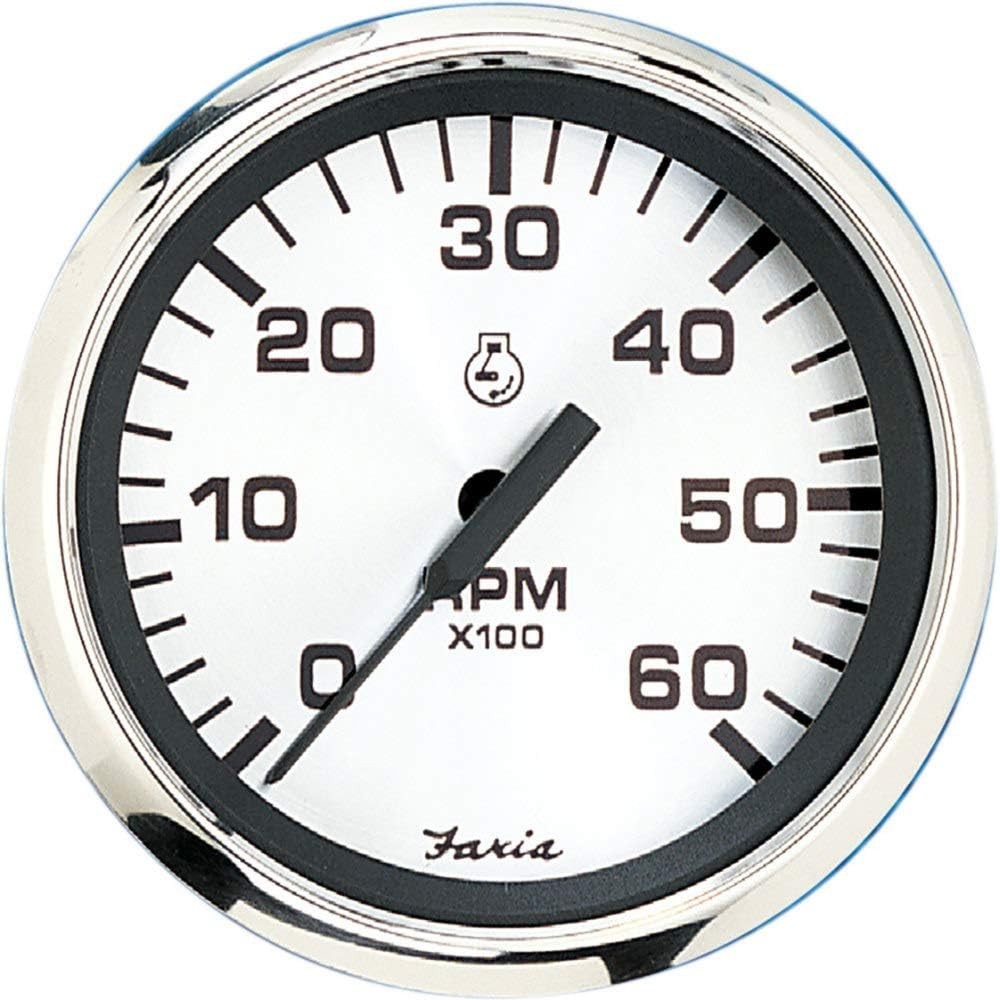 Faria Euro White 6000 RPM Inboard I/O Marine Tachometer Gauge 32904