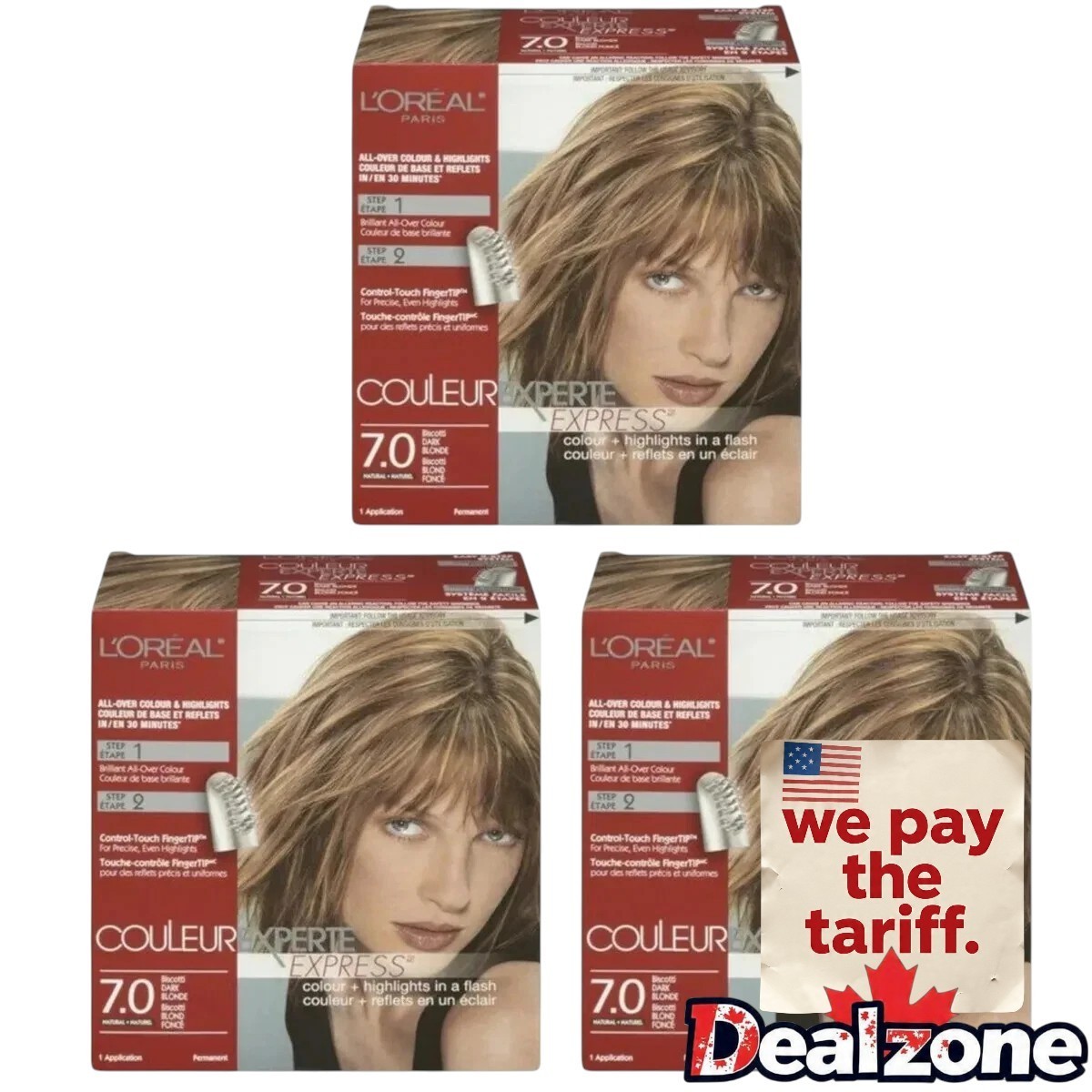 3 x L’Oreal 7.0 Biscotti Dark Blonde Couleur Experte Express Hair Color