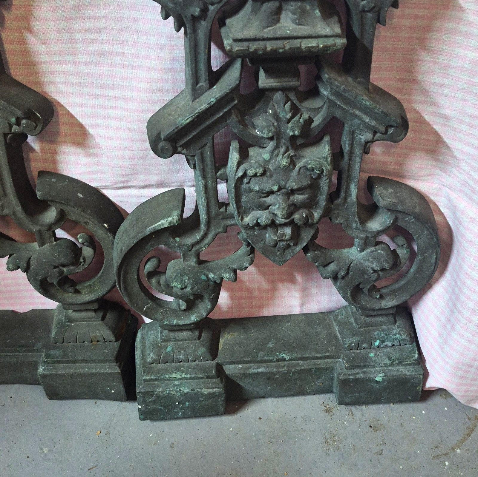 A. SOUBRAND 19th Century Bronze French Fireplace Andirons Pair  Antique