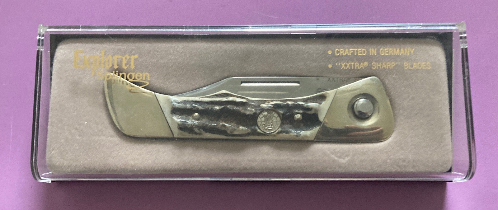 Explorer Solingen Germany #10-503 RARE STAG LocBlok Lockback Pocketknife NIB.