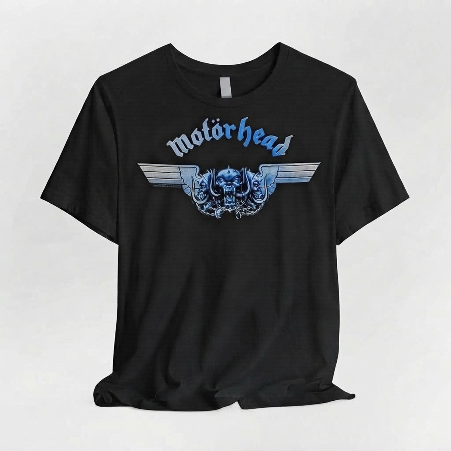 Motorhead Tri Skull T Shirt Black Rock Band Graphic Tee Heavy Metal Shirt