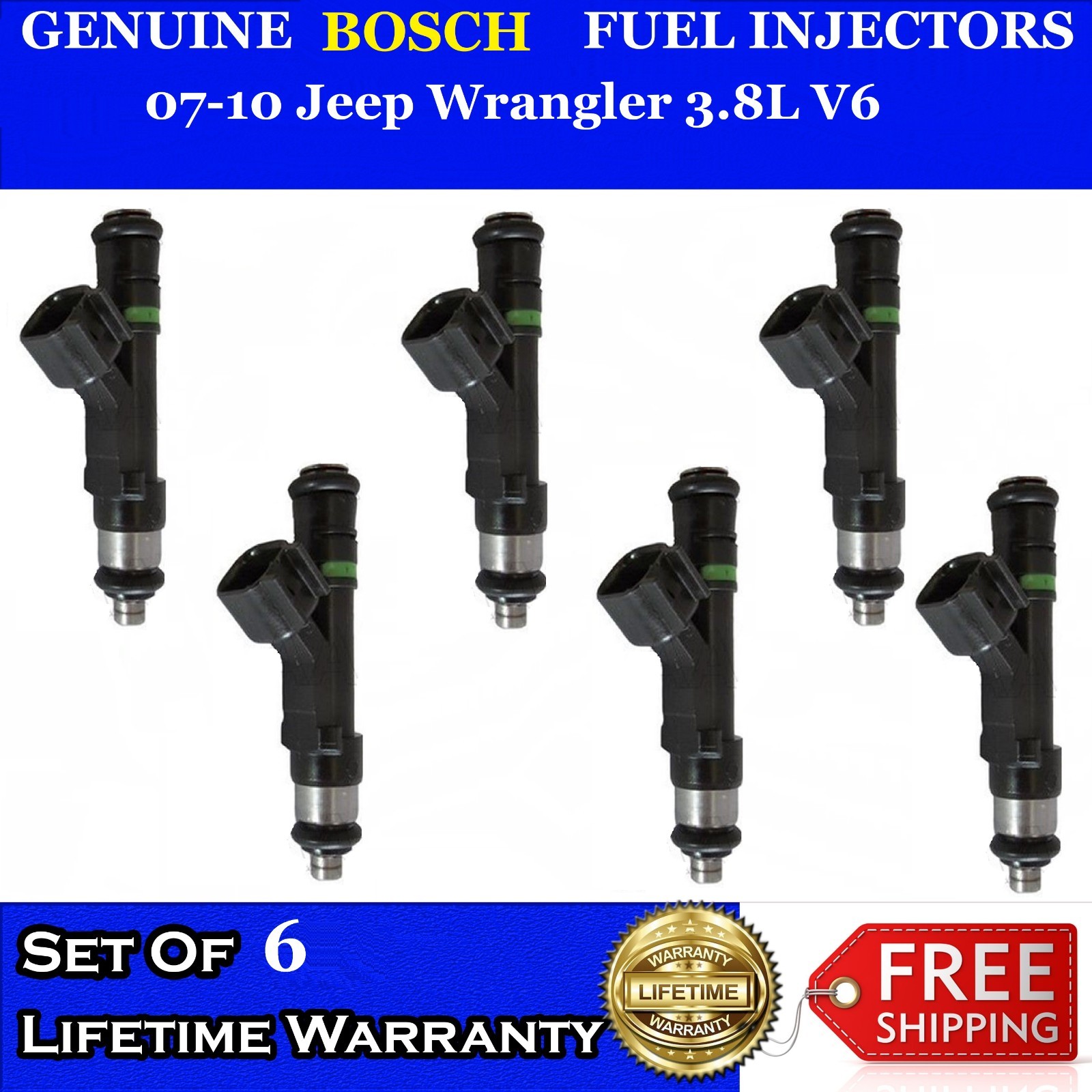 UPGRADED 6x OEM Bosch Fuel Injectors For 07-10 Jeep Wrangler 3.8L V6 #0280158119