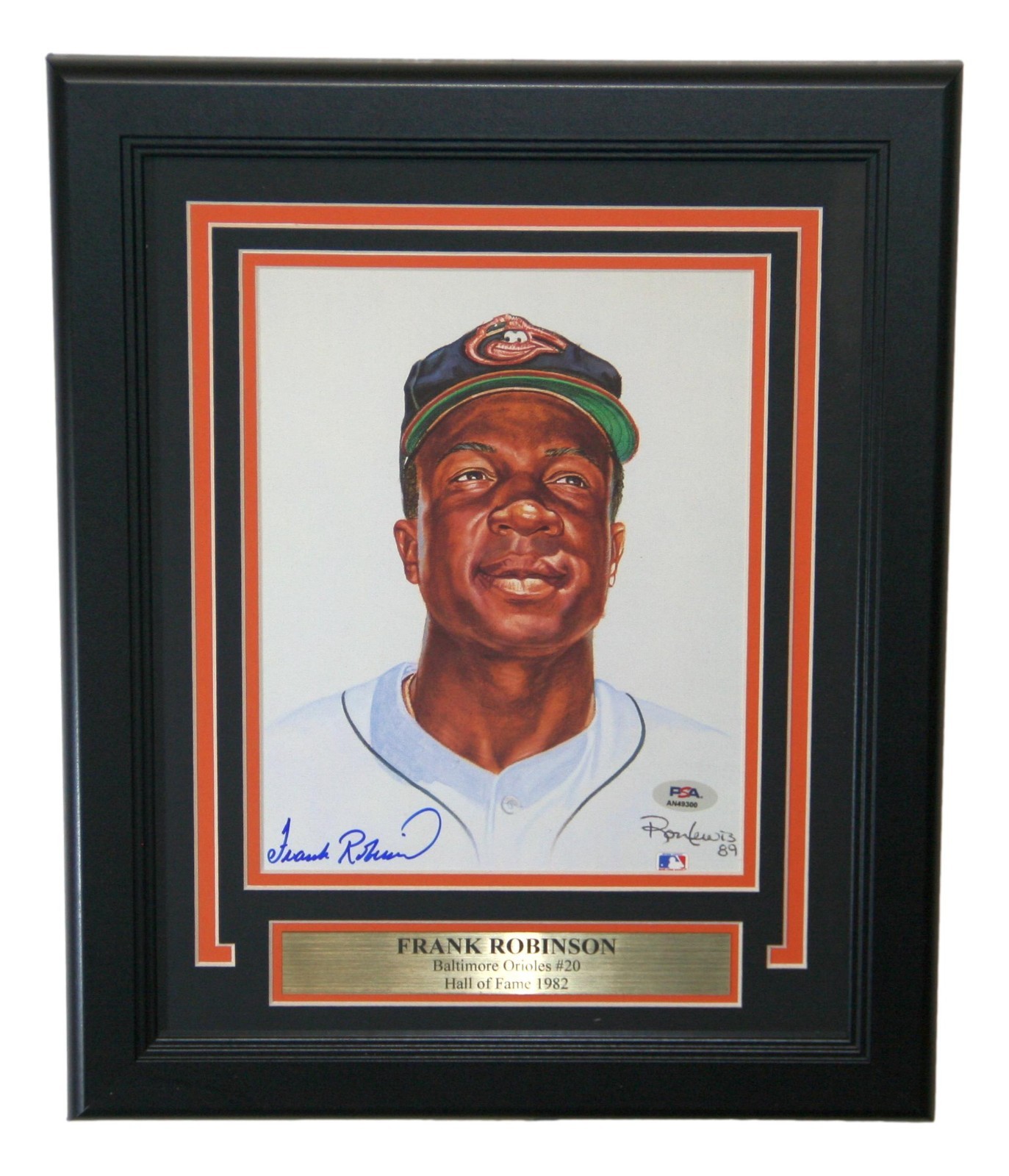 Frank Robinson Autographed Framed 8x10 Ron Lewis Print Orioles PSA/DNA